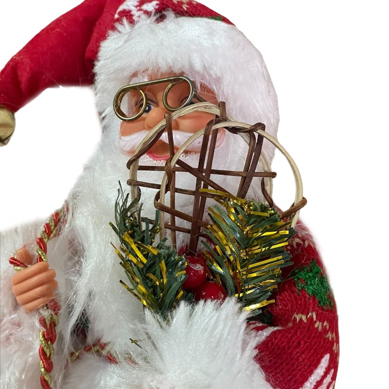Figurina mos craciun, imbracaminte, caciula si accesorii, 30 cm - 7