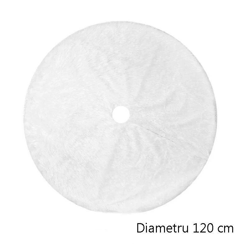 Fusta covor blanita alba pentru brad de craciun, diametru 120 cm, pufoasa, aspect zapada - 4