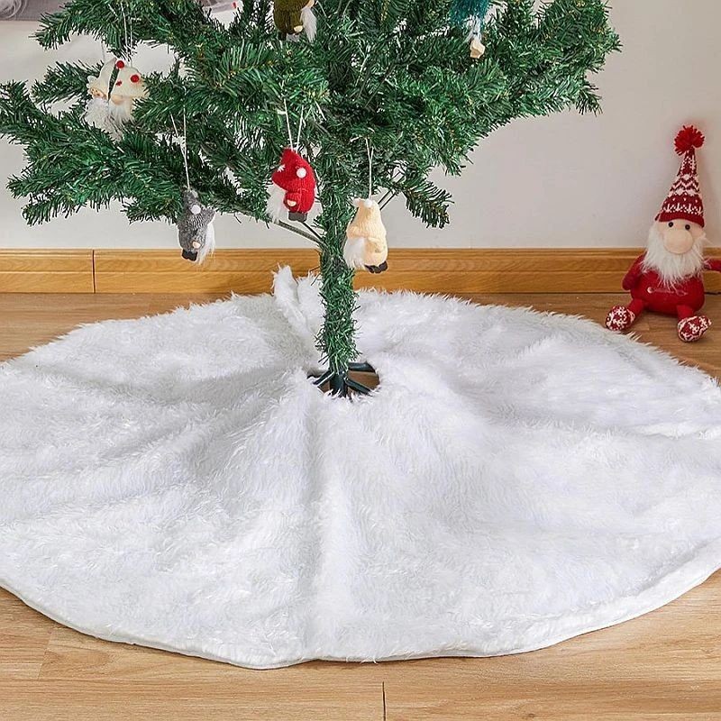 Fusta covor blanita alba pentru brad de craciun, diametru 120 cm, pufoasa, aspect zapada - 5