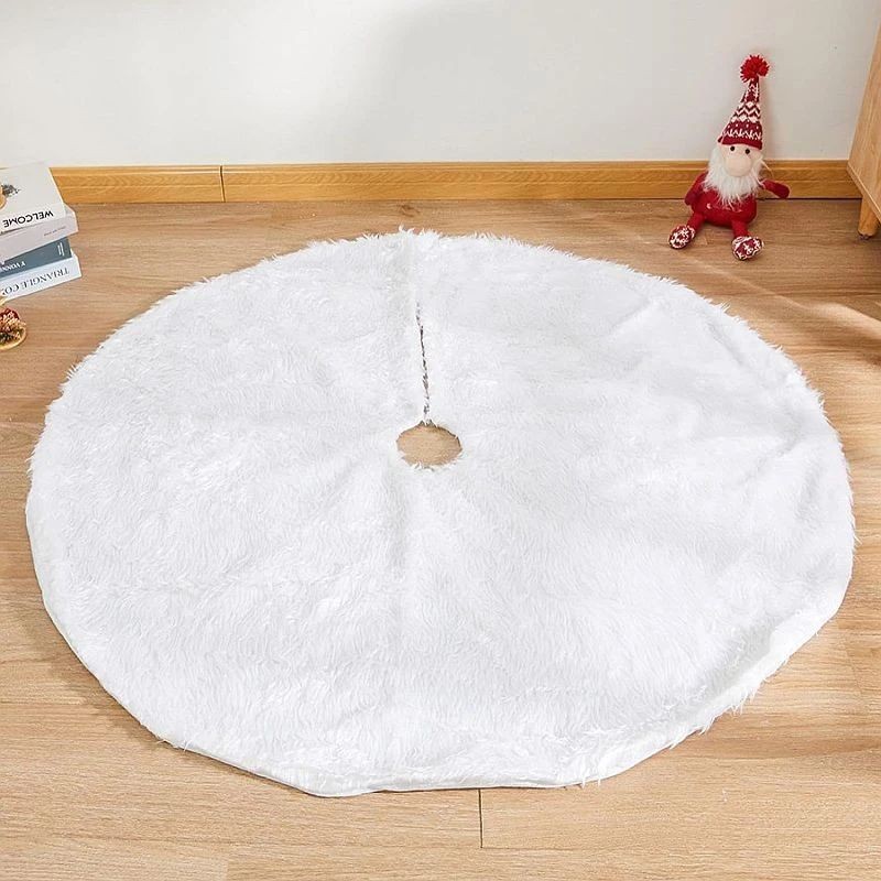 Fusta covor blanita alba pentru brad de craciun, diametru 120 cm, pufoasa, aspect zapada - 7