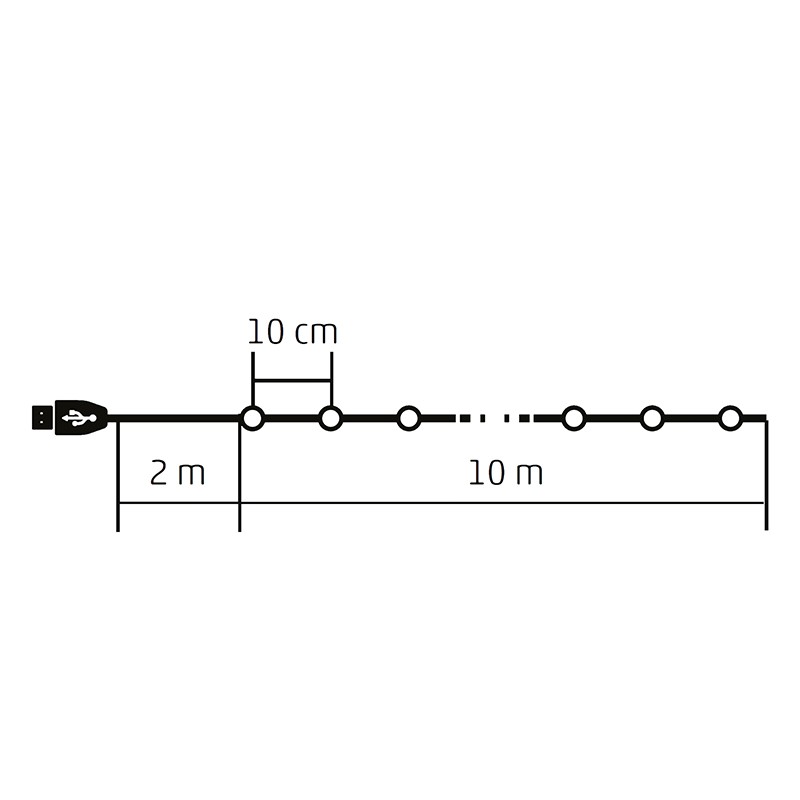 Ghirlanda microled rgb cu telecomanda, lungime 10 m, usb, 12 efecte luminoase, timer - 3