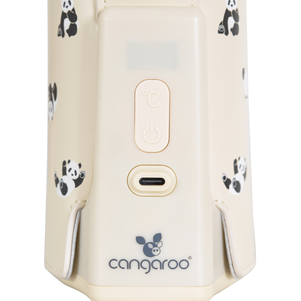 Incalzitor portabil pentru biberoane Cangaroo Caliente Beige cu baterie incorporata,afisaj LED,termostat,incarcare mufa tip C,material PU flexibil de inalta calitate - 1 | YEO