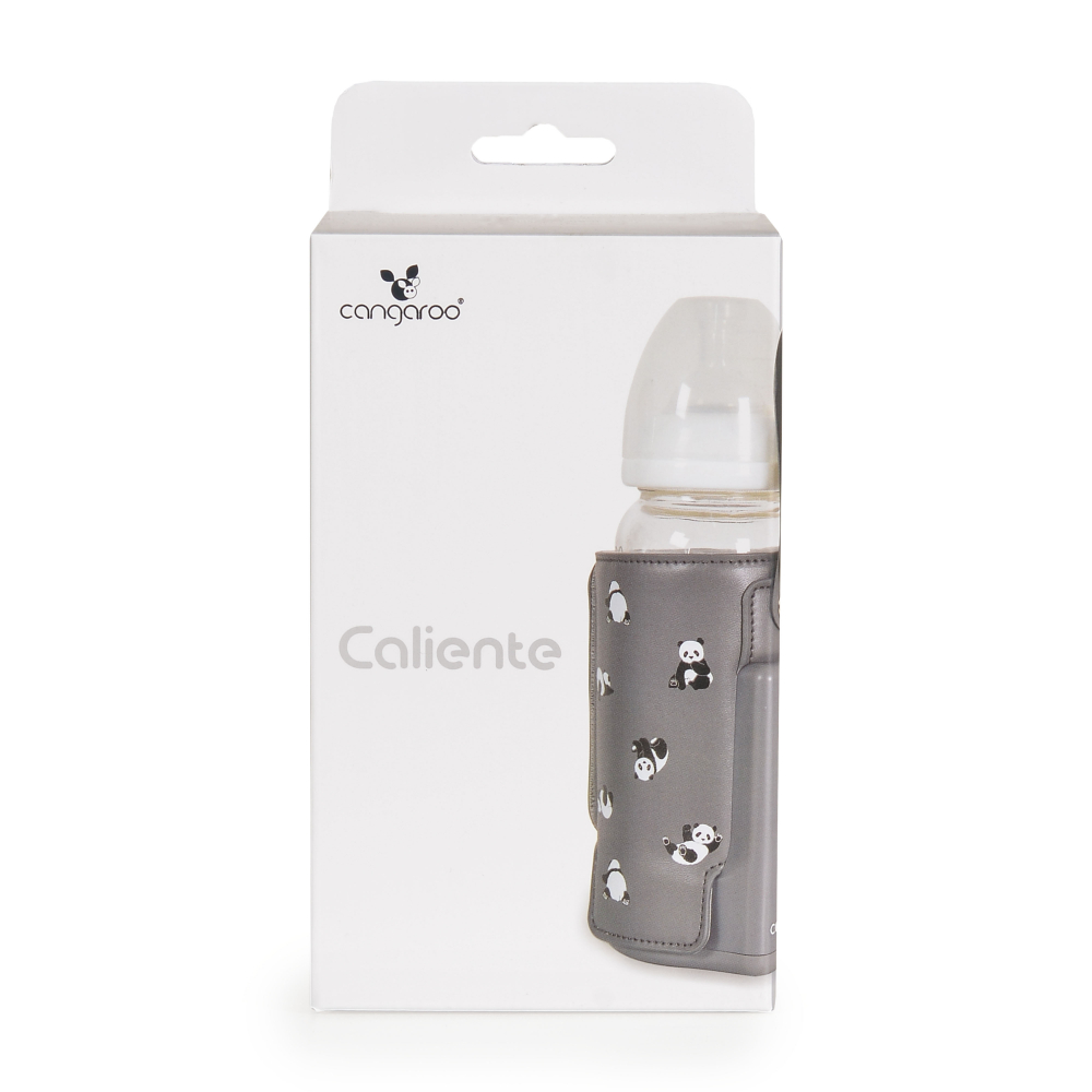 Incalzitor portabil pentru biberoane Cangaroo Caliente Grey cu baterie incorporata,afisaj LED,termostat,incarcare mufa tip C,material PU flexibil de inalta calitate - 1 | YEO
