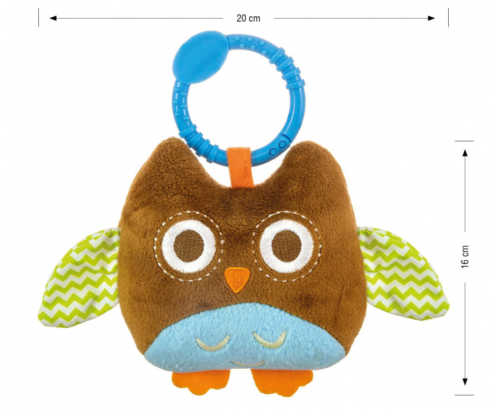 Jucarie din plus pentru agatat, cu clopotel Happy Owl Brown