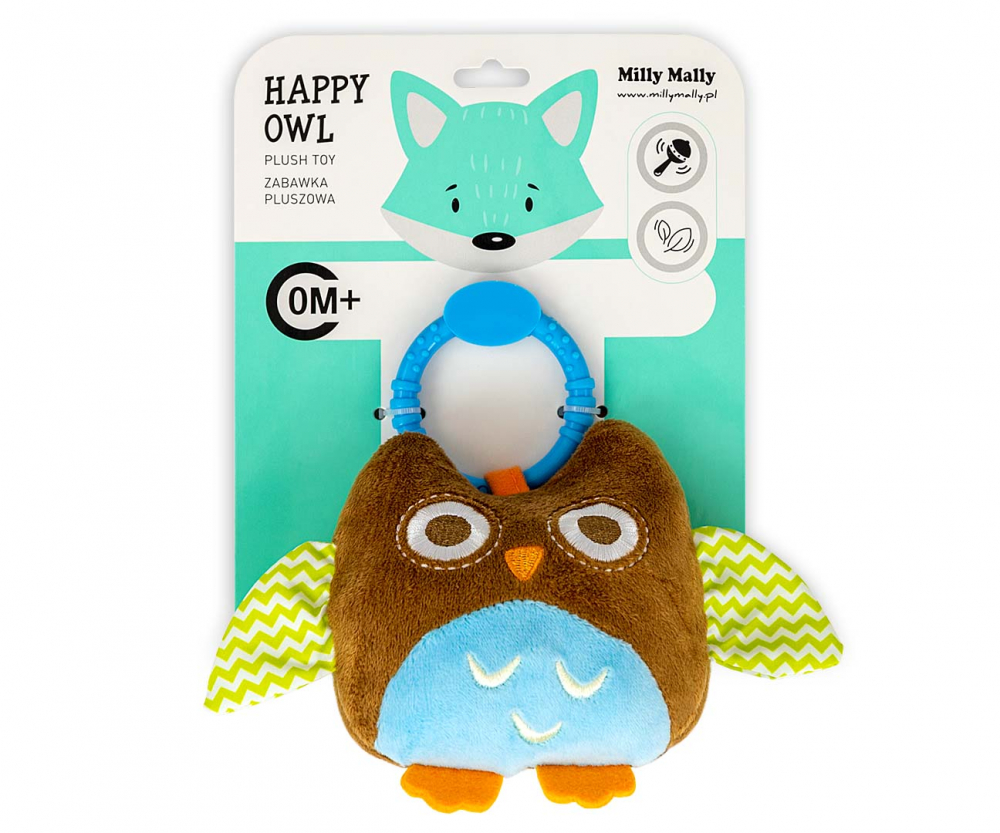 Jucarie din plus pentru agatat, cu clopotel Happy Owl Brown - 3