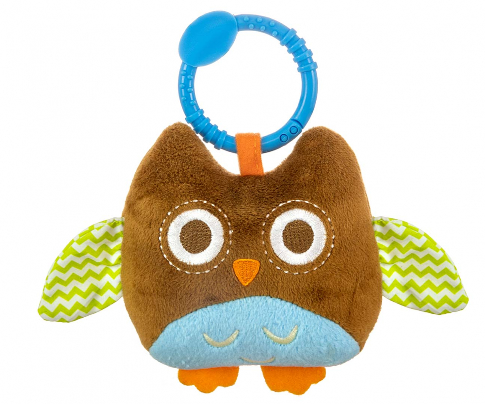 Jucarie din plus pentru agatat, cu clopotel Happy Owl Brown - 4