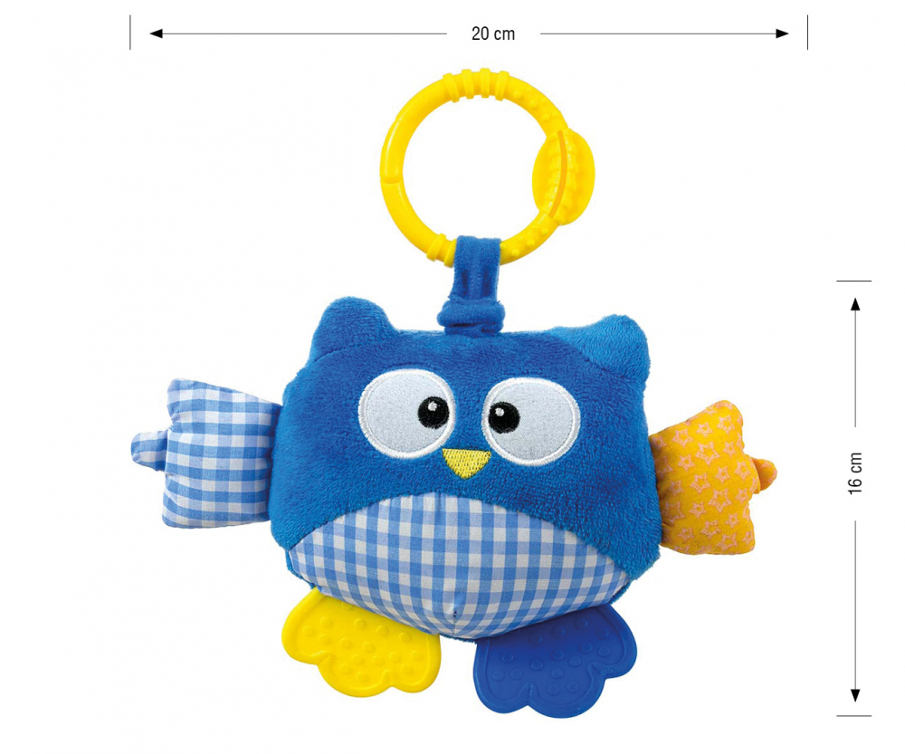 Jucarie din plus pentru agatat, fosnaie si vibreaza Cutie Owl Blue