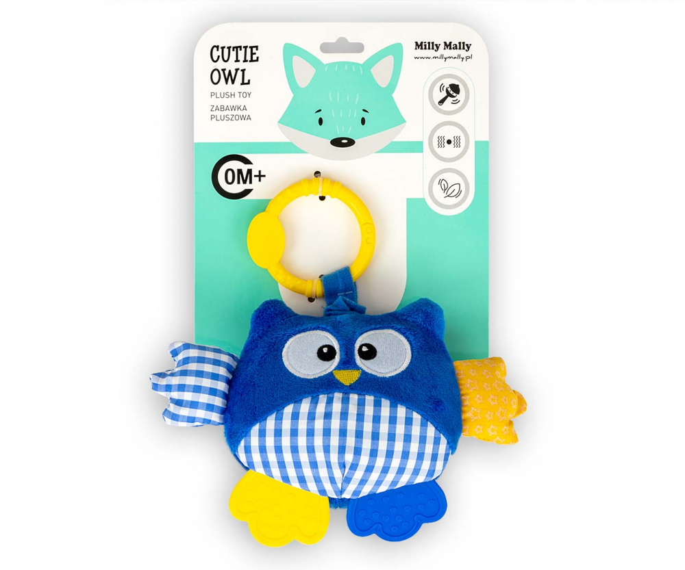 Jucarie din plus pentru agatat, fosnaie si vibreaza Cutie Owl Blue - 3