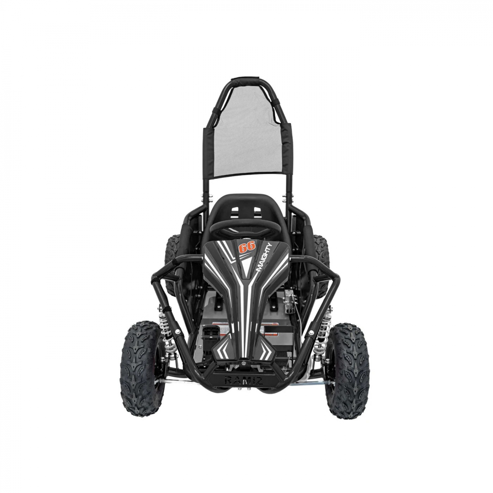 Kart electric pentru copii Gokart Maighty Black, putere 1000W48V, baterie 48V12Ah, vitexa maxima 30 kmh, scaun reglabil, frane hidraulice cu disc, amortizoare, anvelope gonflabile cu suspensii si scaun reglabil - 1