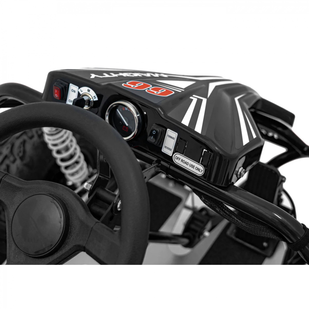 Kart electric pentru copii Gokart Maighty Black, putere 1000W48V, baterie 48V12Ah, vitexa maxima 30 kmh, scaun reglabil, frane hidraulice cu disc, amortizoare, anvelope gonflabile cu suspensii si scaun reglabil - 10