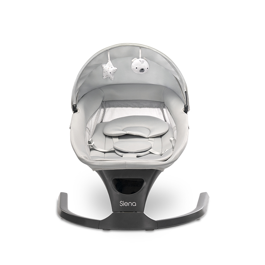 Leagan electric Siena Light Grey 0-12 luni, 5 viteze de leganare, senzor inteligent de miscare, telecomanda, panou muzical - 1