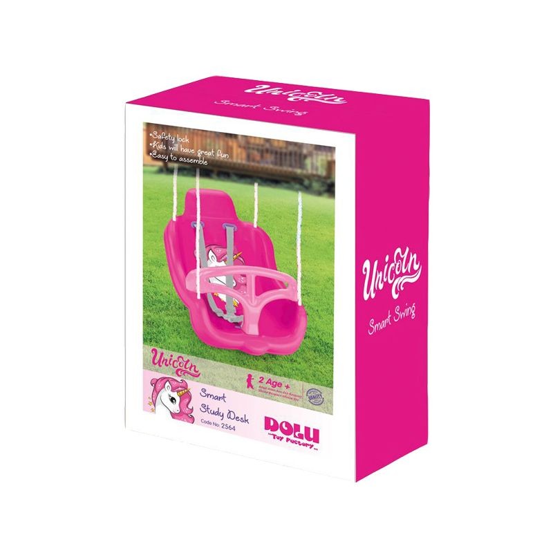 Leagan unicorn cu spatar inalt Dolu Roz pentru fetite, opritor picioare, centura siguranta, maxim 35 kg - 1 | YEO