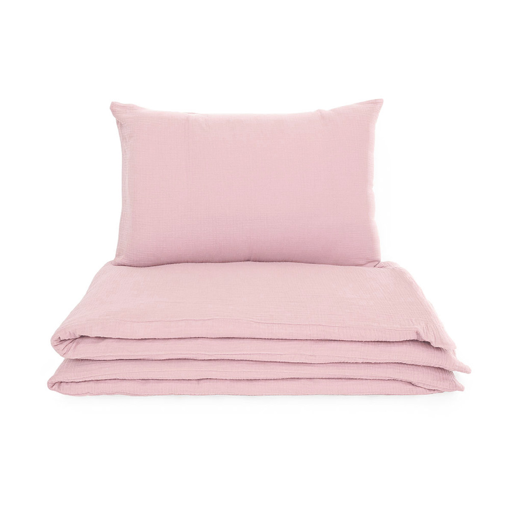 Lenjerie de pat cu 2 piese din muselina, Little Amy, Roz, 100x135 cm - 1