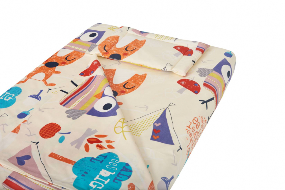 Lenjerie pentru patut 120x60 cm SomnArt Bufnite Mari din bumbac cu 3 piese - 2