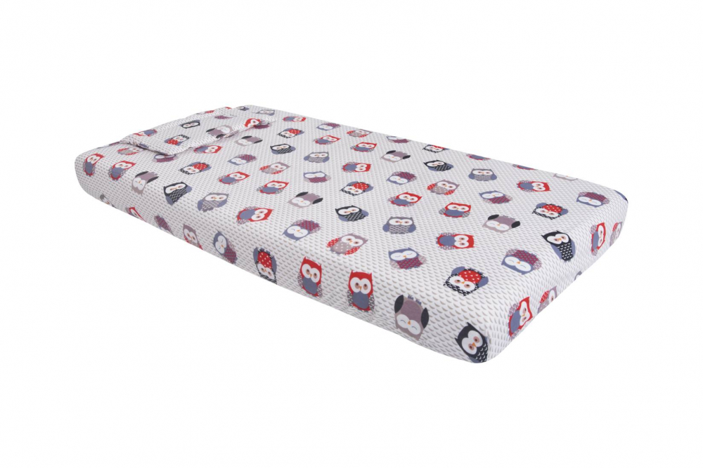Lenjerie pentru patut 120x60 cm SomnArt Bufnite Mici din bumbac cu 3 piese