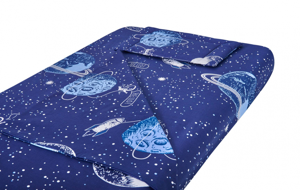 Lenjerie pentru patut 120x60 cm SomnArt Comete Cosmos din bumbac cu 3 piese - 2