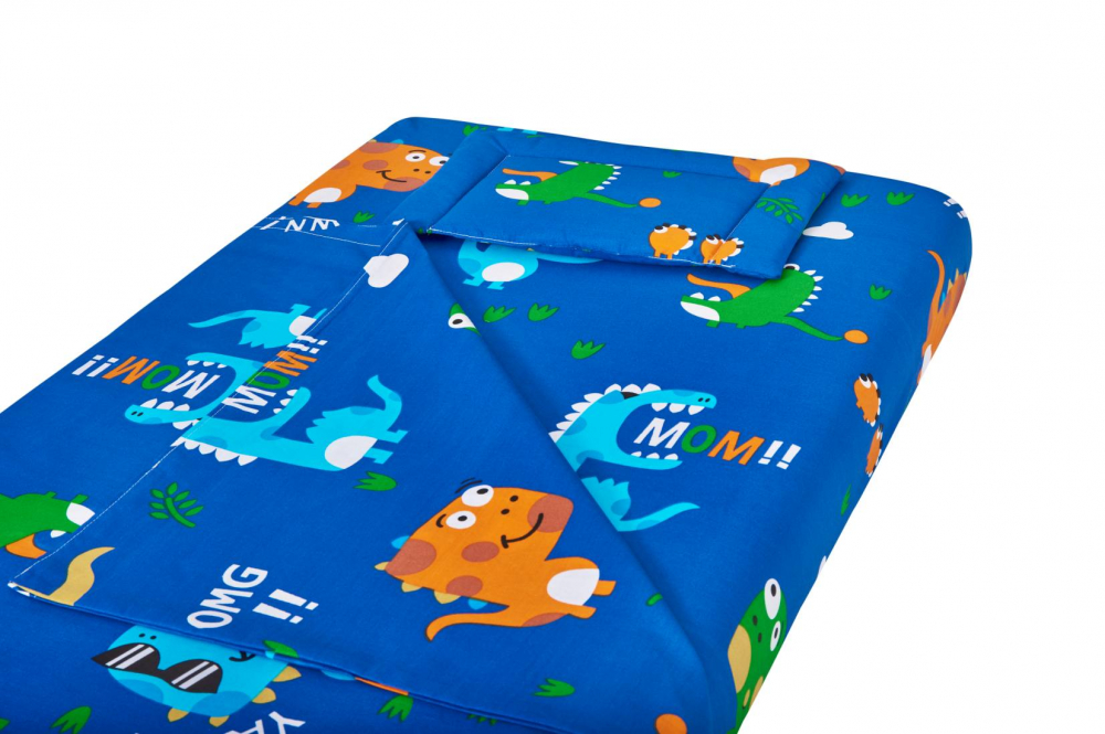 Lenjerie pentru patut 120x60 cm SomnArt Dinozauri din bumbac cu 3 piese - 2