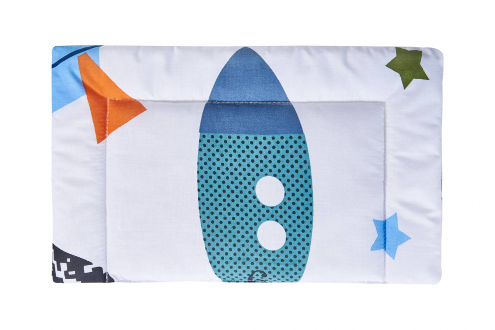 Lenjerie pentru patut 120x60 cm SomnArt Rachete din bumbac cu 3 piese - 1