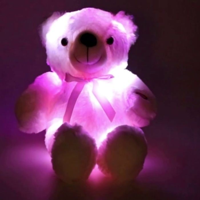 Lampa de veghe ursulet din plus, led-uri multicolore, alimentare baterii
