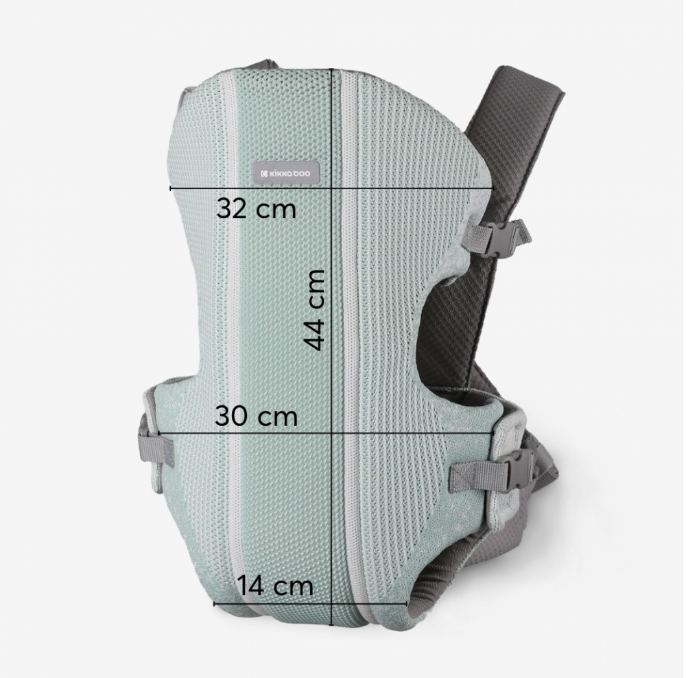 Marsupiu ergonomic pentru bebelusi KikkaBoo Gwen Fly tricot DeLux Mint de la 3luni,3 pozitii de transport, baveta moale detasabila, bretele reglabile cu mecanism de blocare transversala - 2 | YEO