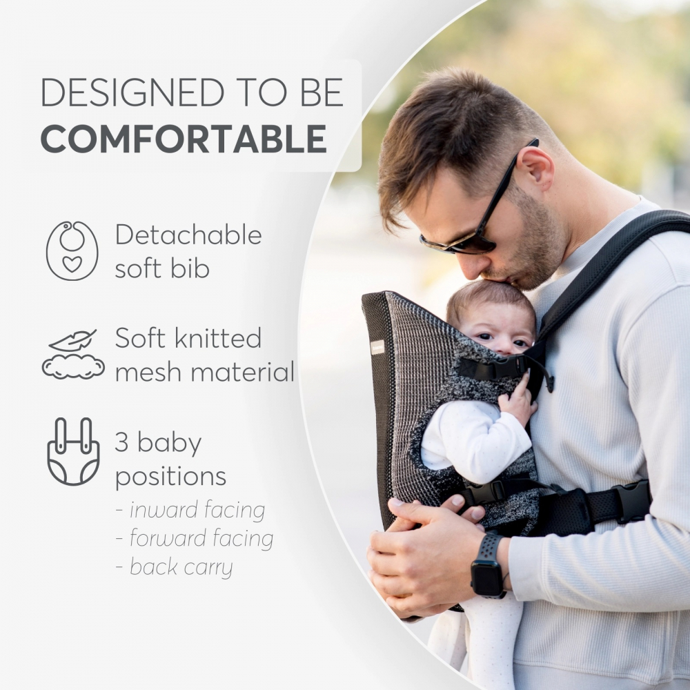 Marsupiu ergonomic pentru bebelusi KikkaBoo Gwen Fly tricot DeLux Roz de la 3luni,3 pozitii de transport, baveta moale detasabila, bretele reglabile cu mecanism de blocare transversala - 2 | YEO
