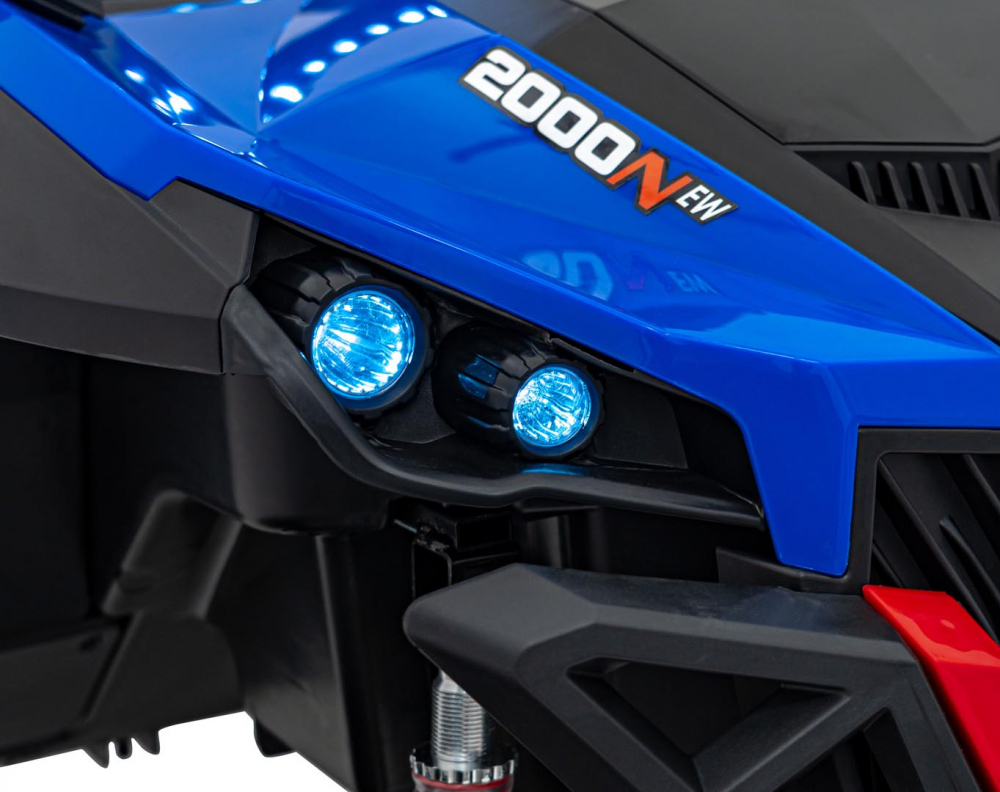 Masinuta electrica de teren 4x4 pentru copii UTV-MX 2000N blue, motor 4 x 75W, baterie 2 x 12V7Ah, telecomanda 2,4 GHz cu 3 viteze, panou audio integrat, roti eva - 3