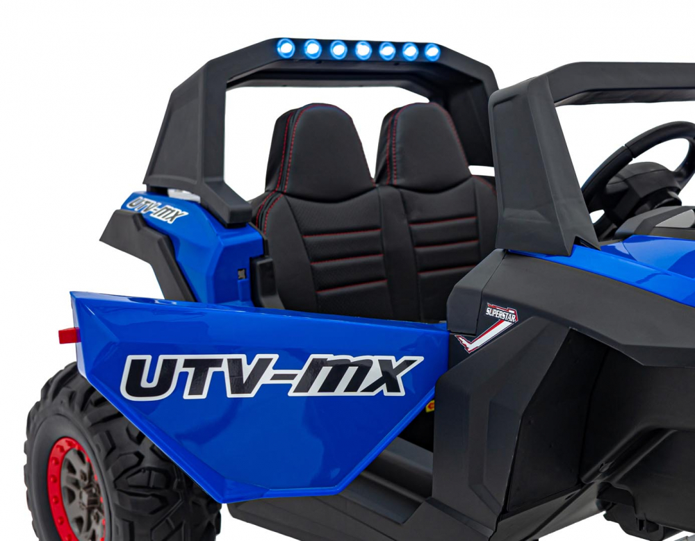 Masinuta electrica de teren 4x4 pentru copii UTV-MX 2000N blue, motor 4 x 75W, baterie 2 x 12V7Ah, telecomanda 2,4 GHz cu 3 viteze, panou audio integrat, roti eva - 5