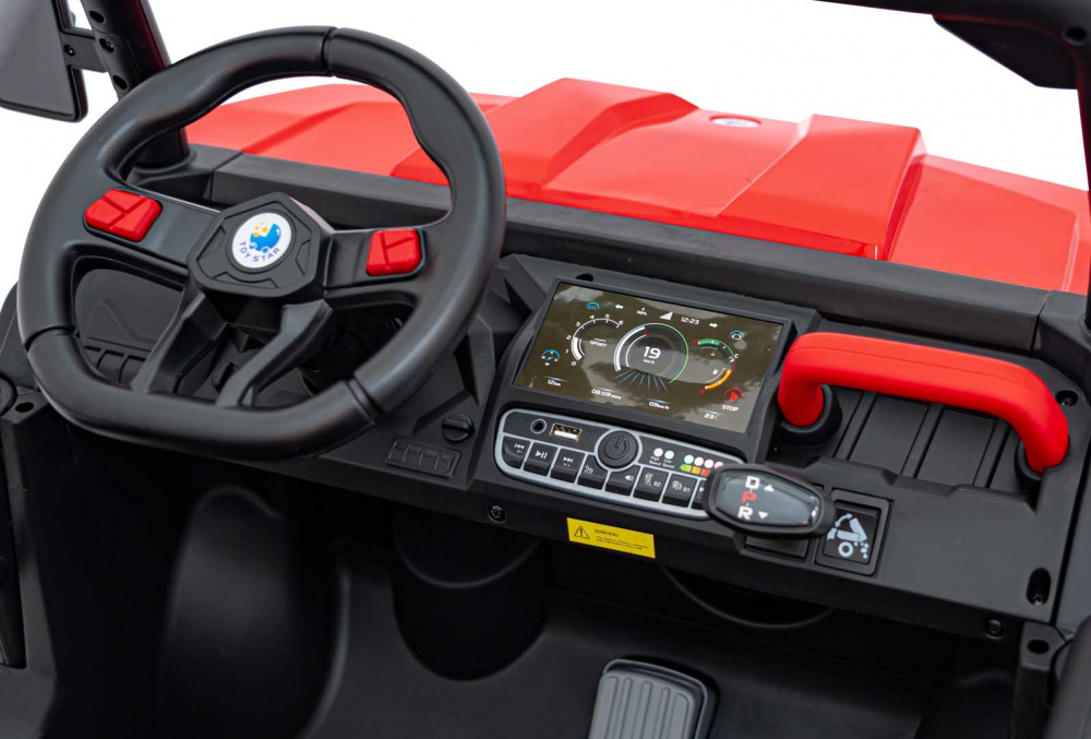 Camion electric pentru copii Farmer Truck Speed 900 Red, 4 motoare x 45W, baterie 12V10AH, slow start, panou audio mp3, roti spuma eva, cu bena basculanta si lopata inclusa - 5