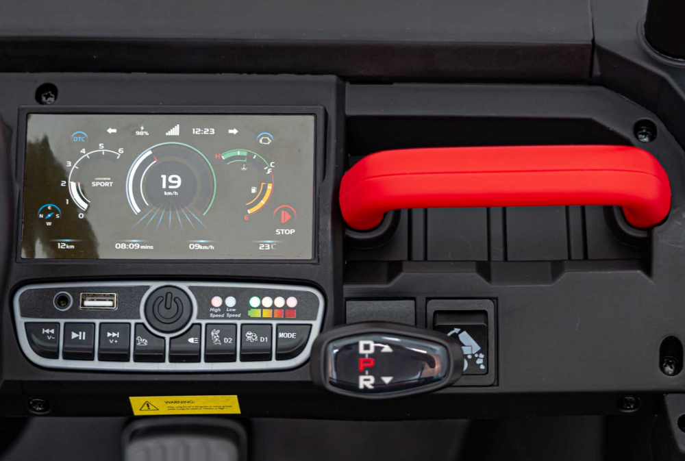 Camion electric pentru copii Farmer Truck Speed 900 Red, 4 motoare x 45W, baterie 12V10AH, slow start, panou audio mp3, roti spuma eva, cu bena basculanta si lopata inclusa - 8