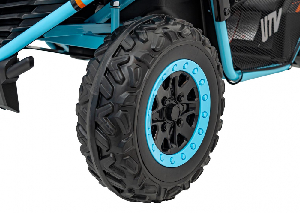 Masinuta electrica pentru copii Buggy Faster Blue, tractiune integrala 4x4, motor 2 x 150W, baterie 24V10Ah, telecomanda 2.4 GHz, 3 viteze, panou audio integrat, amortizoare - 1