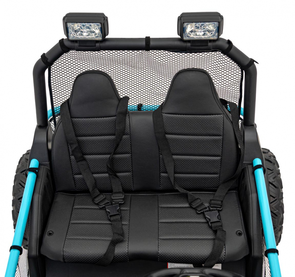 Masinuta electrica pentru copii Buggy Faster Blue, tractiune integrala 4x4, motor 2 x 150W, baterie 24V10Ah, telecomanda 2.4 GHz, 3 viteze, panou audio integrat, amortizoare - 2