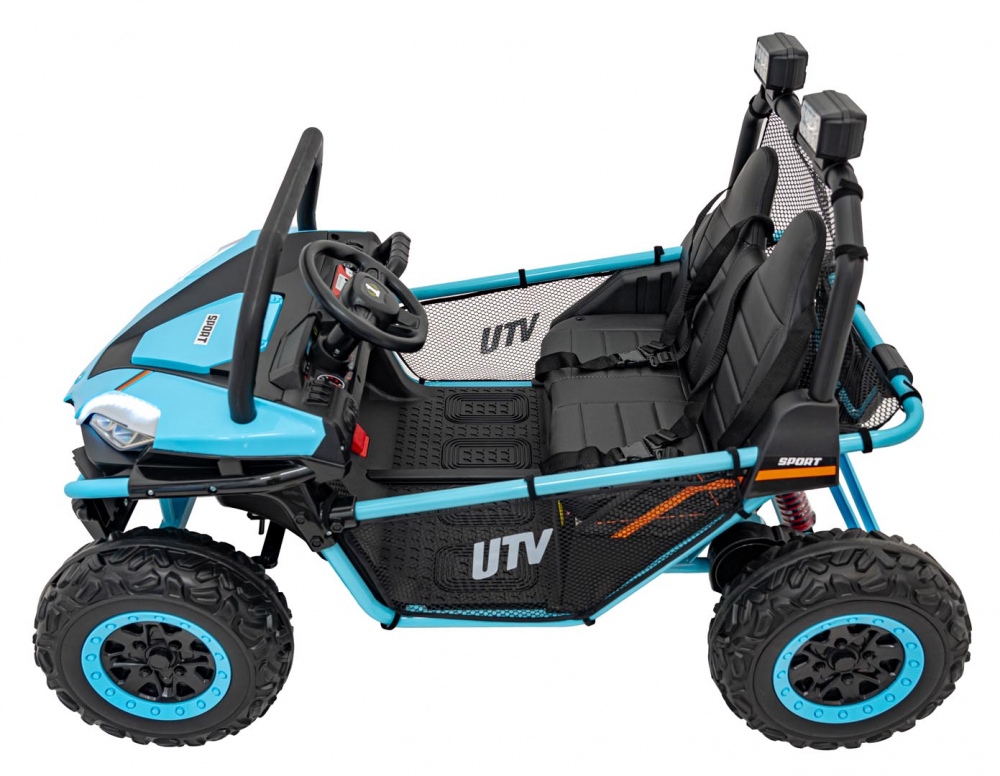 Masinuta electrica pentru copii Buggy Faster Blue, tractiune integrala 4x4, motor 2 x 150W, baterie 24V10Ah, telecomanda 2.4 GHz, 3 viteze, panou audio integrat, amortizoare - 3