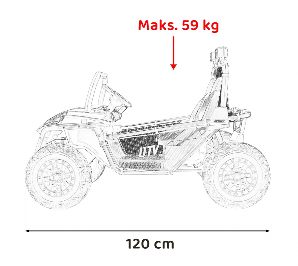Masinuta electrica pentru copii Buggy Faster Blue, tractiune integrala 4x4, motor 2 x 150W, baterie 24V10Ah, telecomanda 2.4 GHz, 3 viteze, panou audio integrat, amortizoare - 4