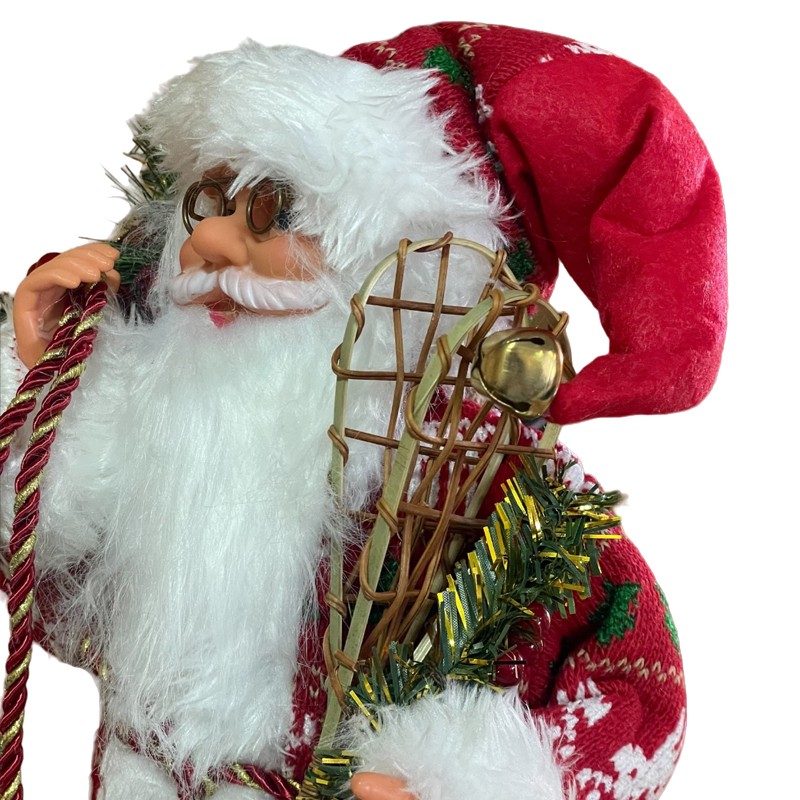 Mos craciun 45 cm, figurina pentru interior, imprimeu reni - 2