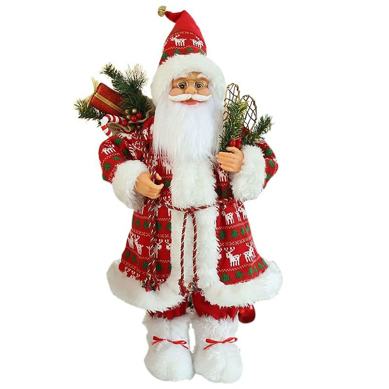 Mos craciun 45 cm, figurina pentru interior, imprimeu reni - 10