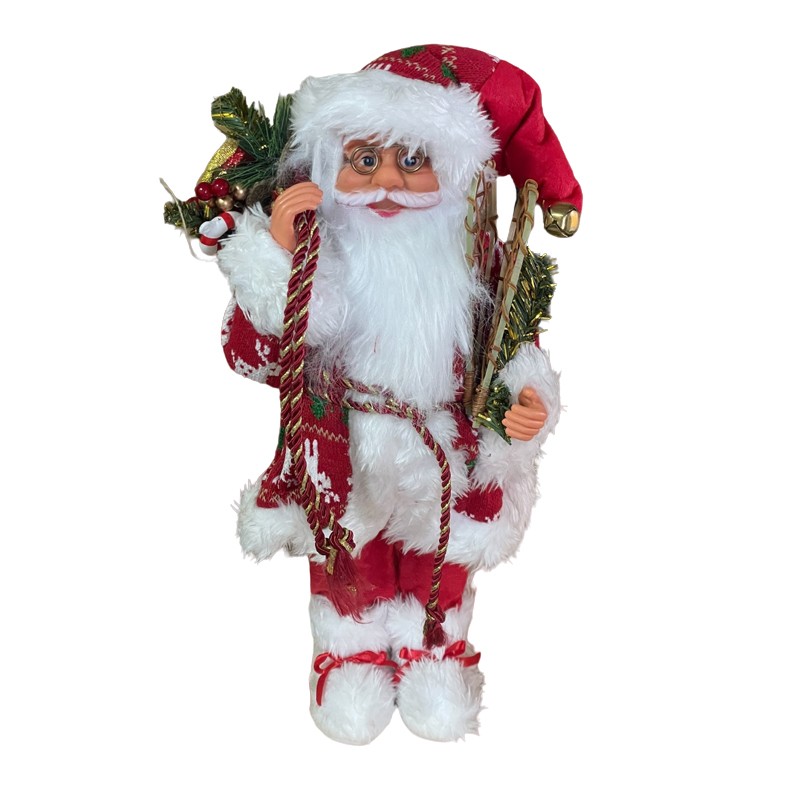 Mos craciun 45 cm, figurina pentru interior, imprimeu reni - 6