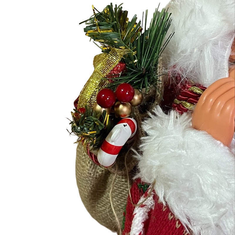 Mos craciun 45 cm, figurina pentru interior, imprimeu reni - 7