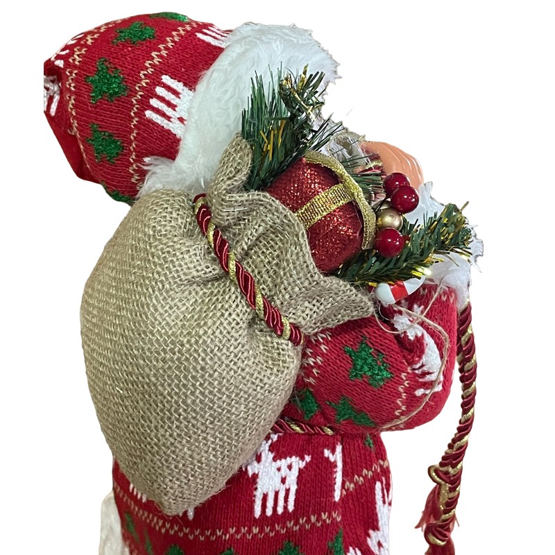 Mos craciun 45 cm, figurina pentru interior, imprimeu reni - 8