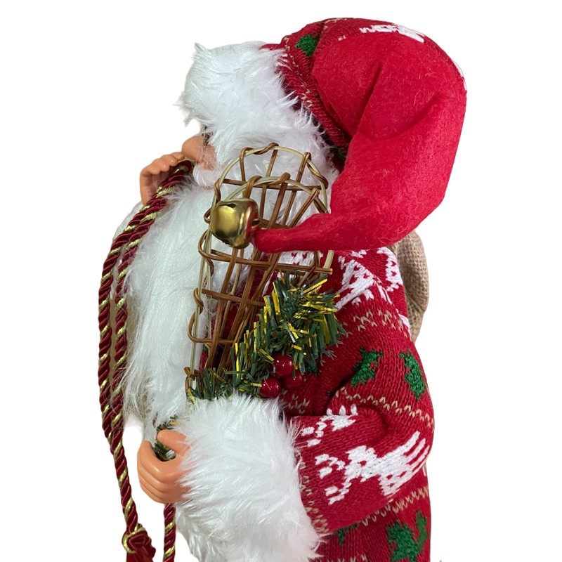 Mos craciun 45 cm, figurina pentru interior, imprimeu reni - 9