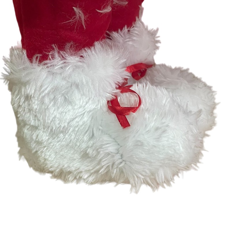 Mos craciun 60 cm, figurina decorativa, saculet cadouri, caciula cu clopotel - 5
