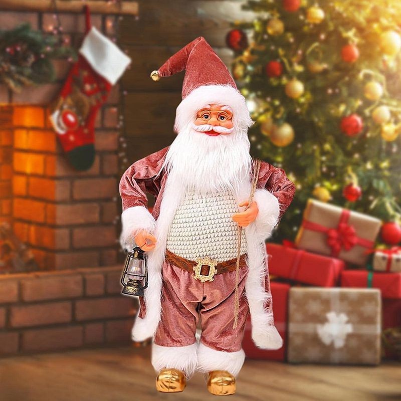 Mos craciun cu felinar, figurina decorativa, inaltime 60 cm