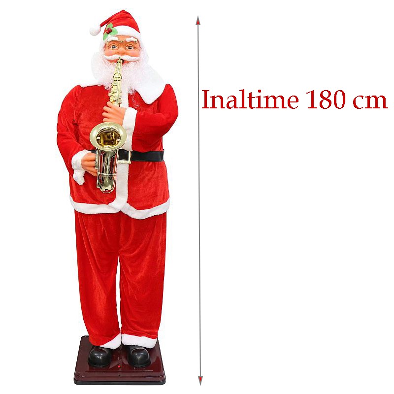 Mos craciun cu trompeta, inaltime 180 cm, figurina muzica si miscari dans, senzor sunet - 1