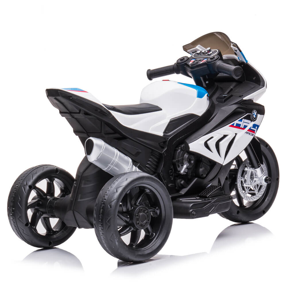 Motocicleta electrica pentru copii BMW HP4, 84x55x42 cm, varsta 2-5 ani, roti si scaun din plastic, putere 60W - Alb - 1