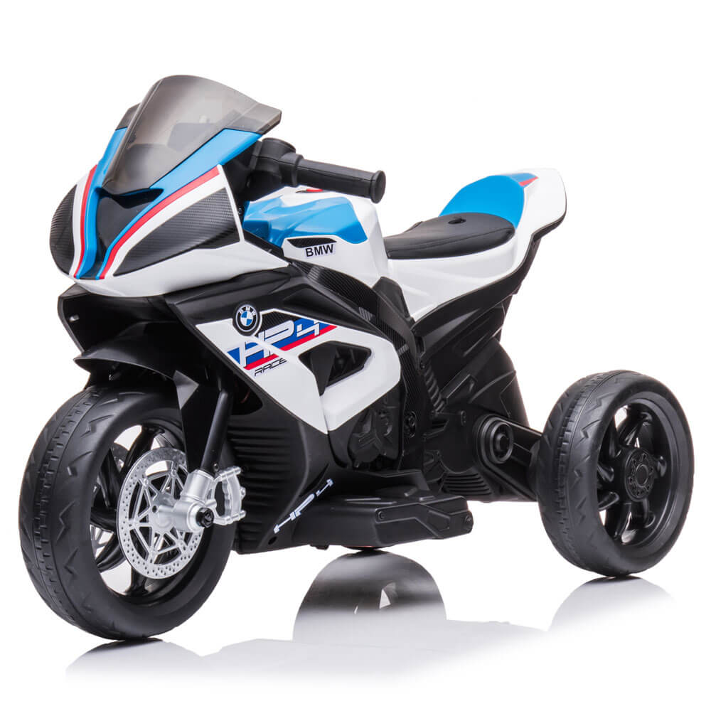 Motocicleta electrica pentru copii BMW HP4, 84x55x42 cm, varsta 2-5 ani, roti si scaun din plastic, putere 60W - Alb - 5