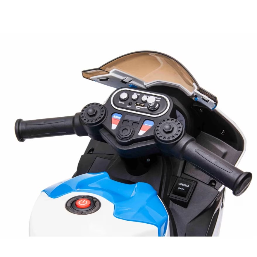 Motocicleta electrica pentru copii BMW HP4, 84x55x42 cm, varsta 2-5 ani, roti si scaun din plastic, putere 60W - Alb - 3