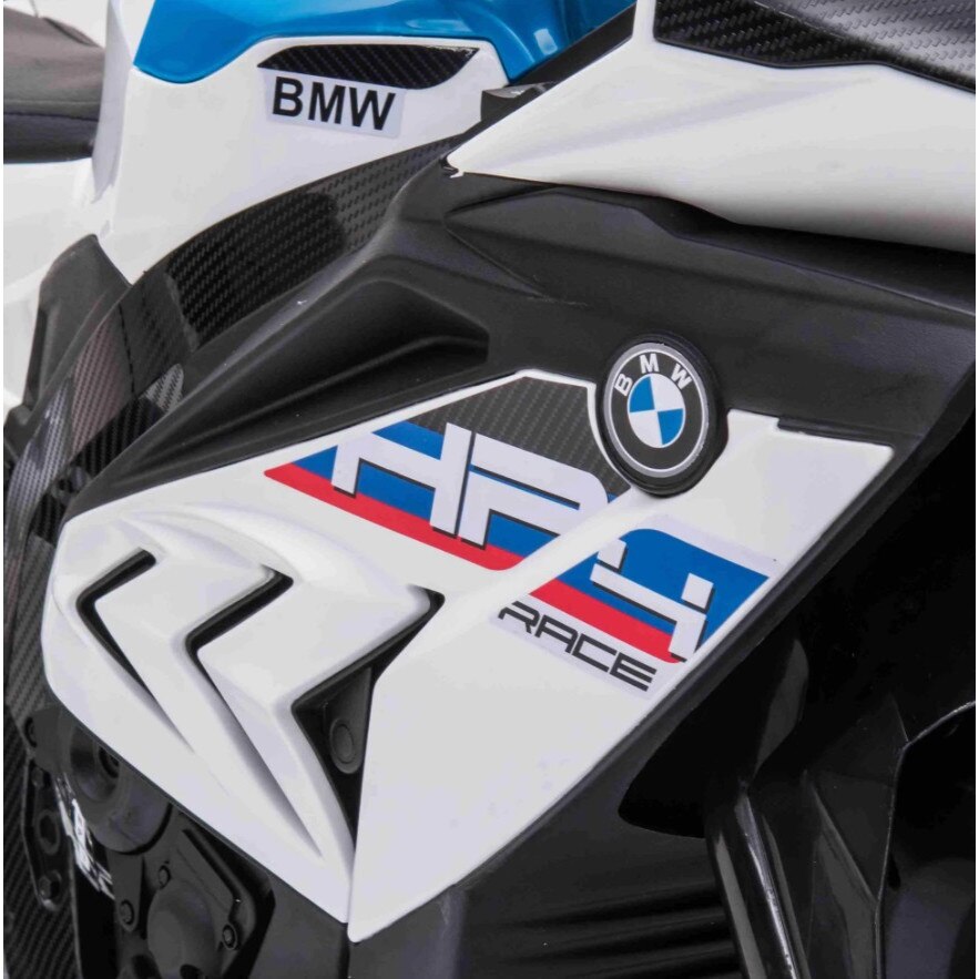 Motocicleta electrica pentru copii BMW HP4, 84x55x42 cm, varsta 2-5 ani, roti si scaun din plastic, putere 60W - Alb - 4