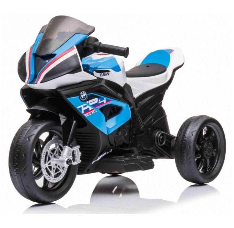 Motocicleta electrica pentru copii BMW HP4, 84x55x42 cm, varsta 2-5 ani, roti si scaun din plastic, putere 60W - Albastru - 3