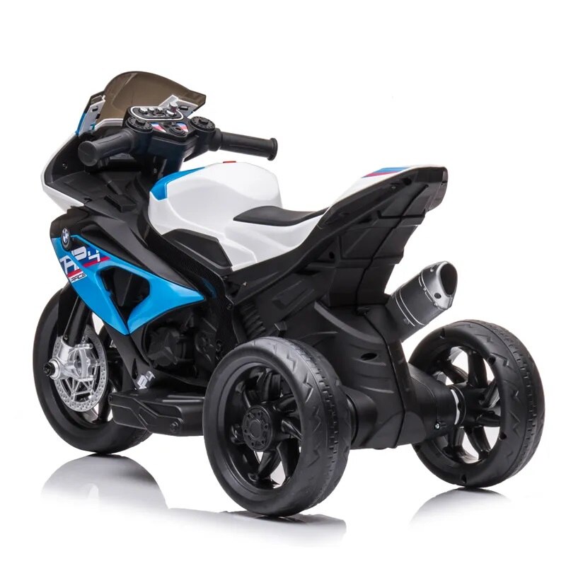 Motocicleta electrica pentru copii BMW HP4, 84x55x42 cm, varsta 2-5 ani, roti si scaun din plastic, putere 60W - Albastru - 1