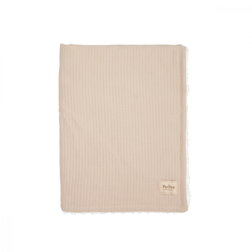 Patura din velur Cotton 3D Twins Crem 100x80 cm - 1