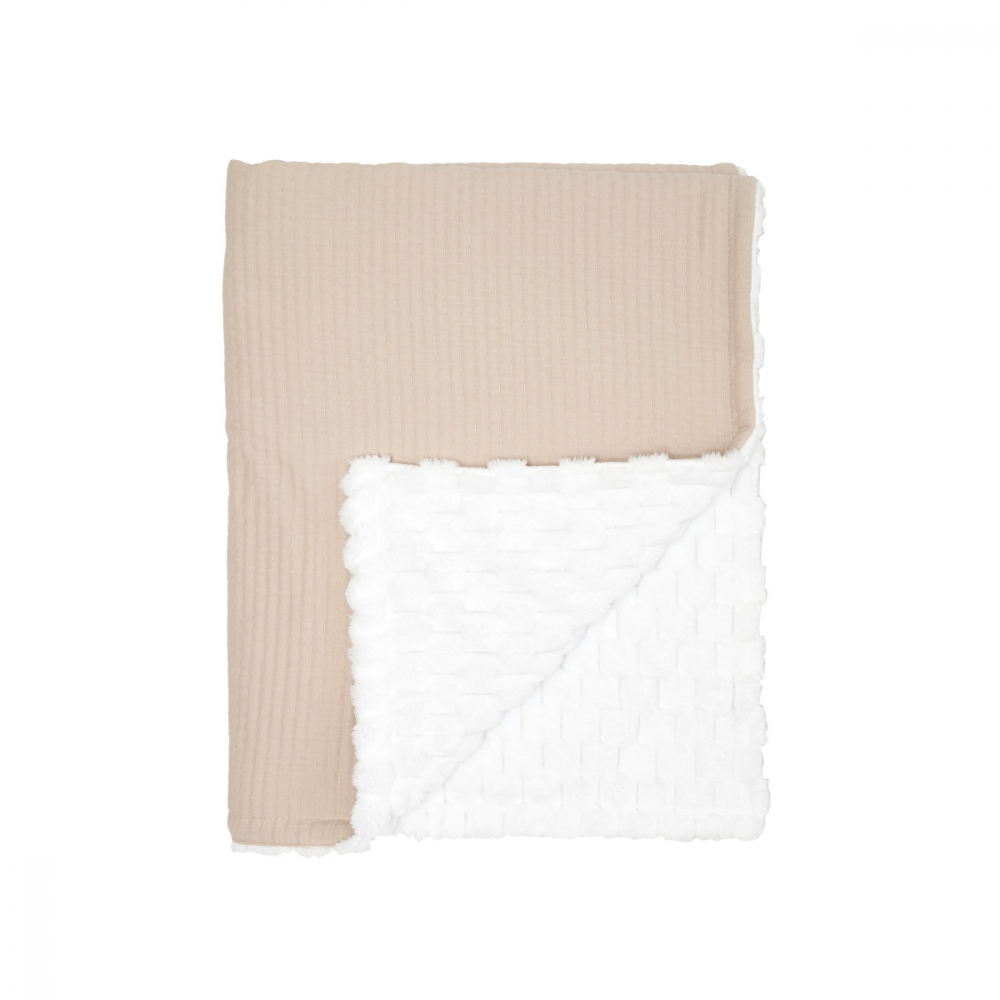 Patura din velur Cotton 3D Twins Crem 100x80 cm